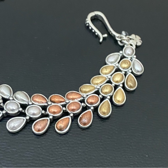 Retired LUCKY BRAND Tricolor Teardrop Link Bracelet 38.1g - Picture 5 of 12